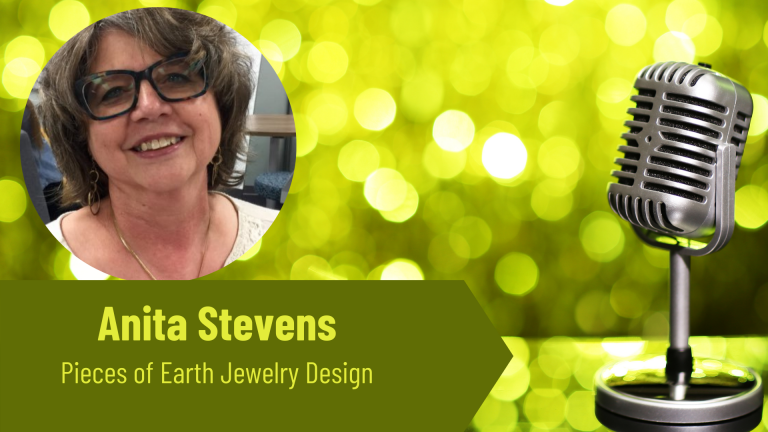 Anita Stevens pieces of earth jewelry design on the Thriving Solopreneur Podcast with Janine Bolon